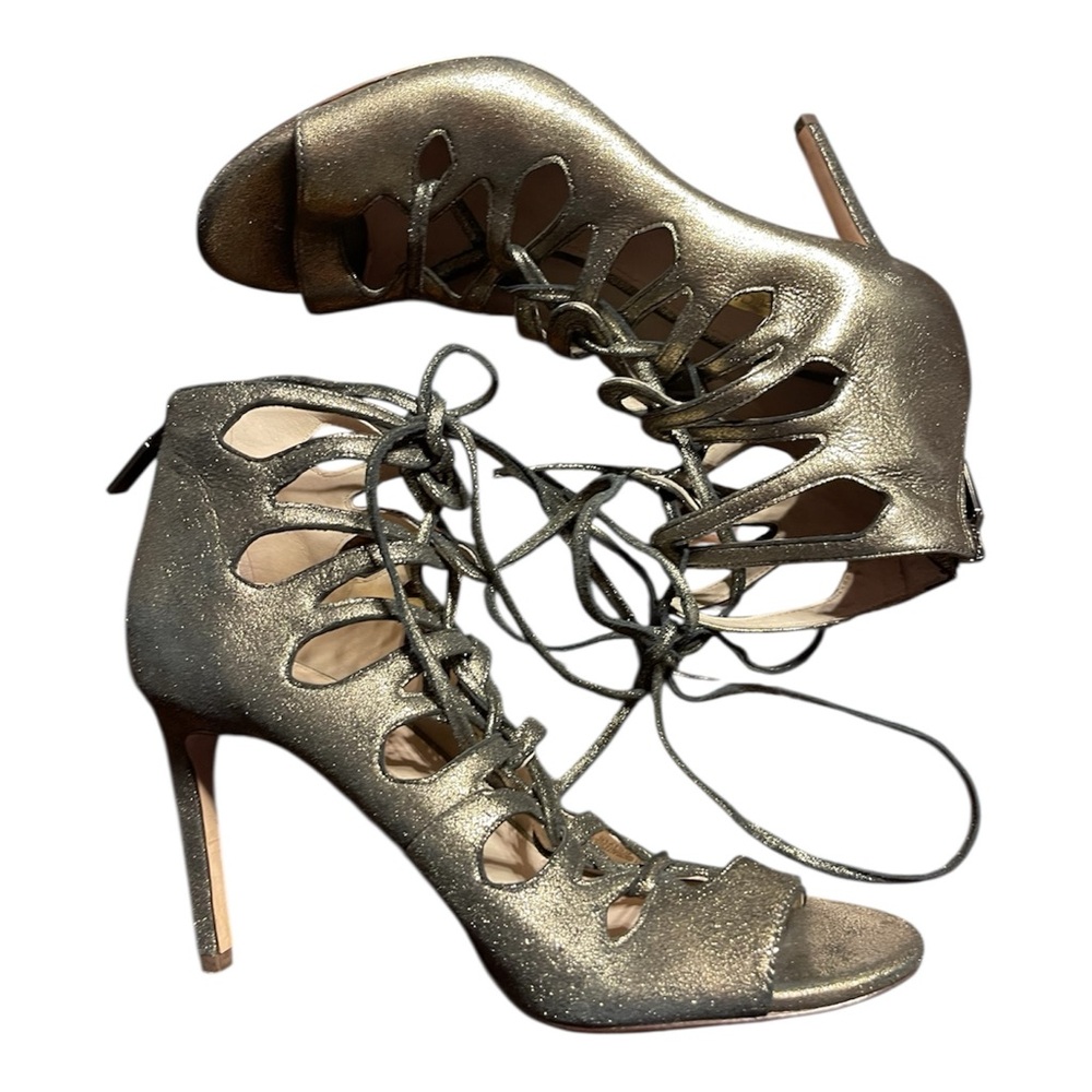 Louise et Cie | Kacy’s Metallic Lace-up Leather Stilettos